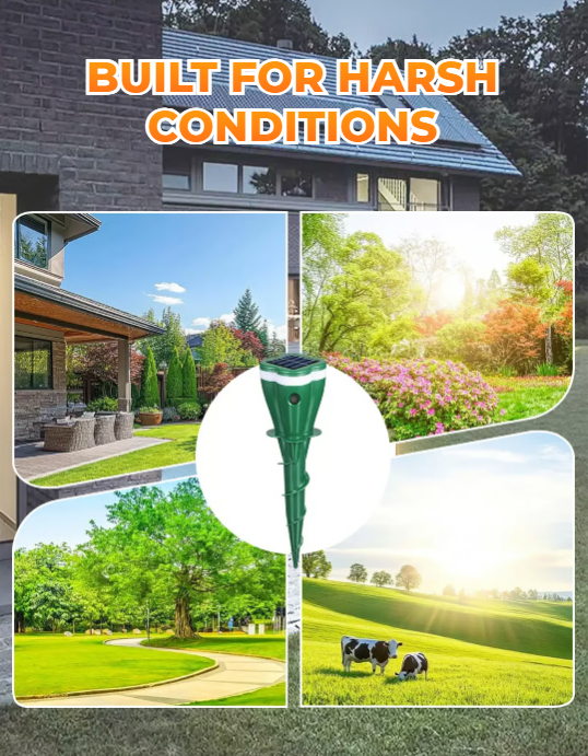 Solar-Powered Ultrasonic Mole Repellent – Waterproof Garden Pest Deterrent