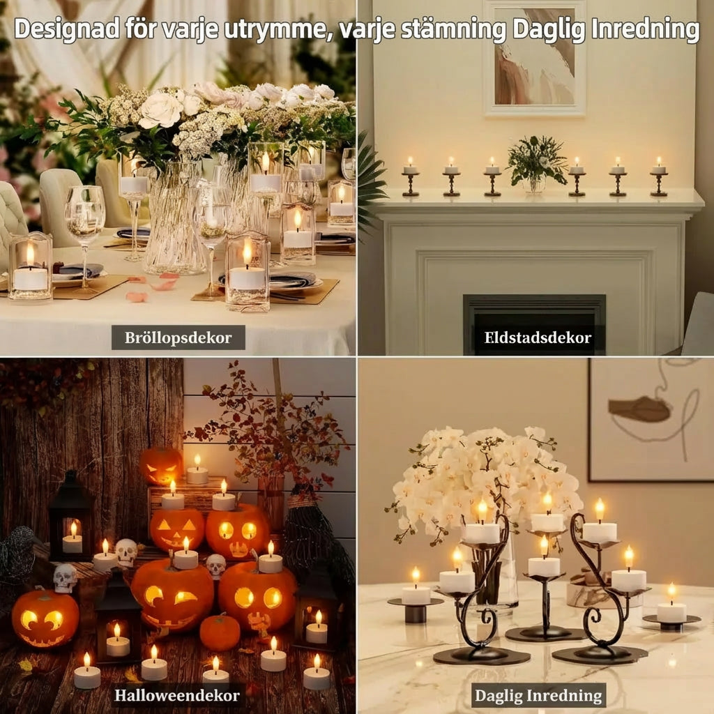 Uppladdningsbara LED-värmeljus, 12-pack – Flamfria ljus med fjärrkontroll och laddningsbas