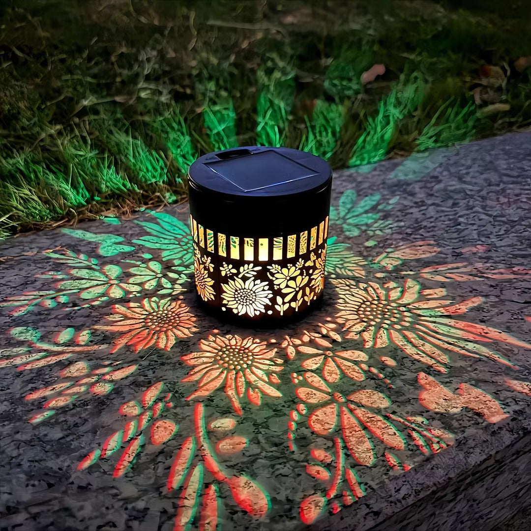 Solar Mandala Wall Light Outdoor Garden Fence Projector Lamp Patio Ambient Decor
