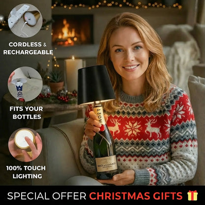 ✨ Uppladdningsbar flaskkorkslampa i snygg järnsmide Touchstyrning • 3 varma toner + färgväxlande RGB 🌈Steglös dimmer 💡Passar de flesta vinflaskor 🍷Perfekt som sänglampa 🛏️, nattlampa eller stämningsljus 🥂