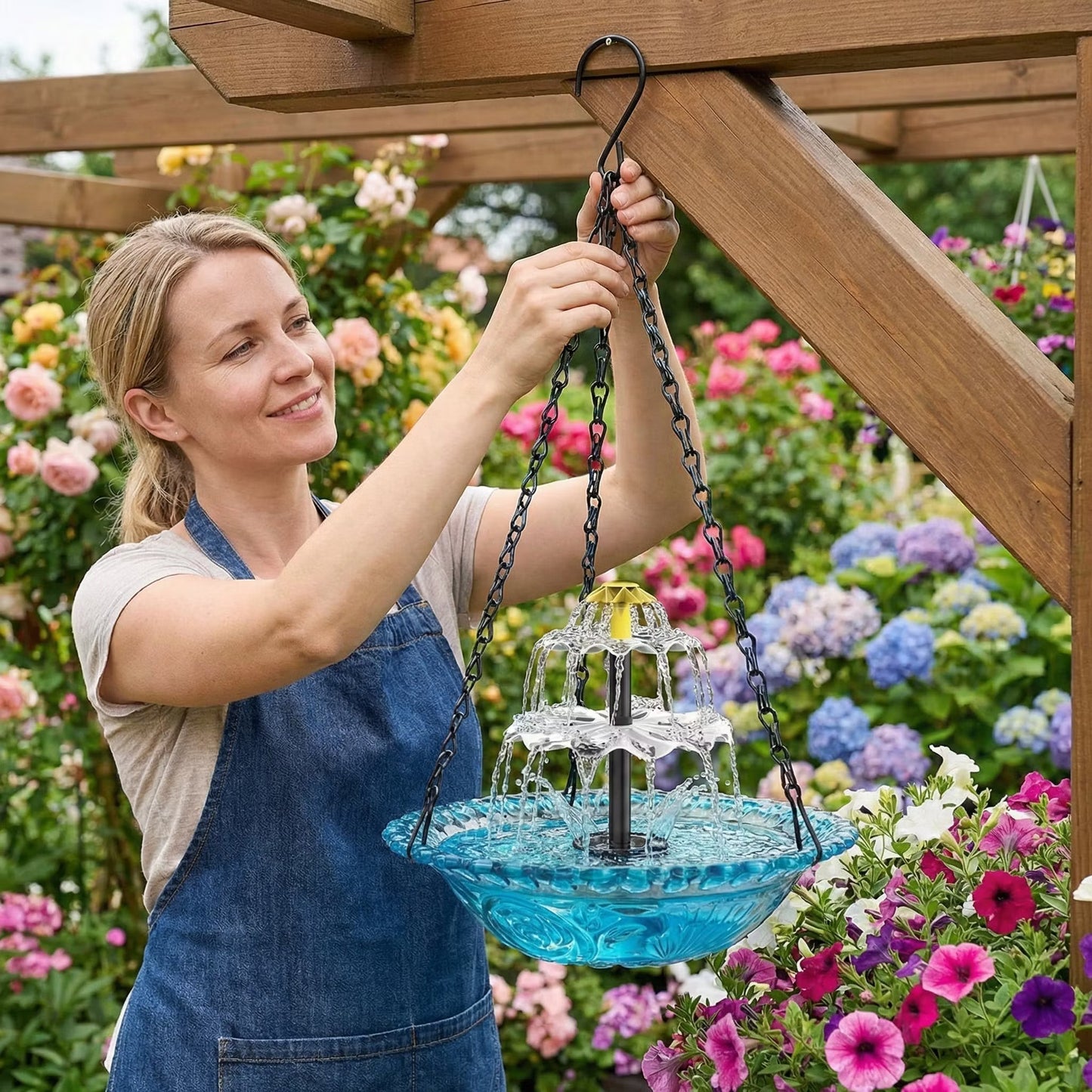 ✨Special Offer Today Only! 🐦 Solar Cascade Hanging Bird Bath Fountain