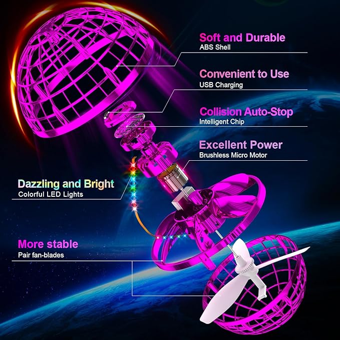 Light-Up Flying Ball Boomerang Drone for Kids