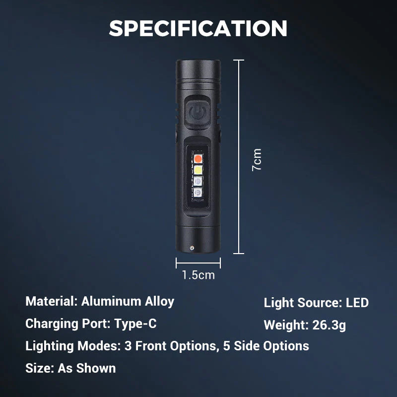 Mini Flashlight | Rechargeable, Multi-Functional Aluminum Alloy