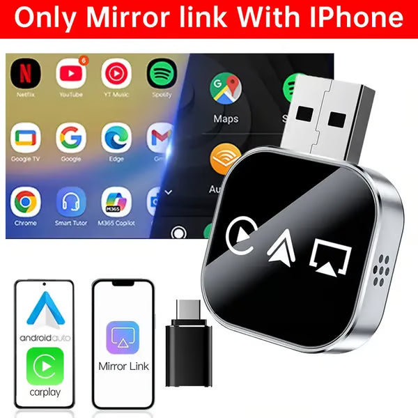 📶 2026 Upgrade 3 in 1 Screen Mirror iOS Phone, wired to wireless Carplay adapter