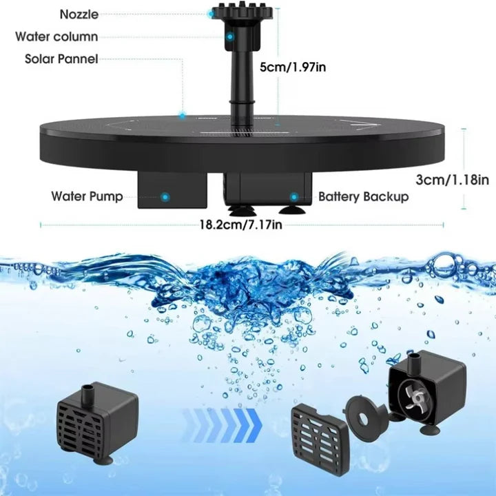 Solar Fountain – Floating, Power-Free, and Waterproof