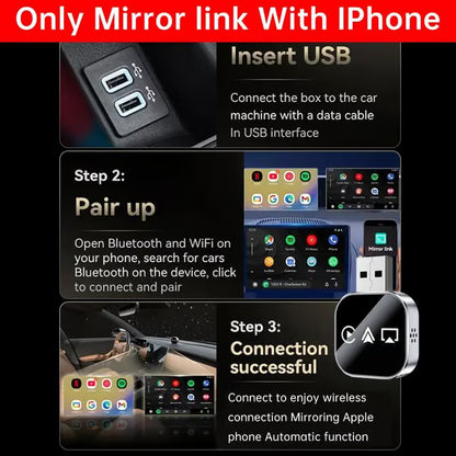 📶 2026 Upgrade 3 in 1 Screen Mirror iOS Phone, wired to wireless Carplay adapter