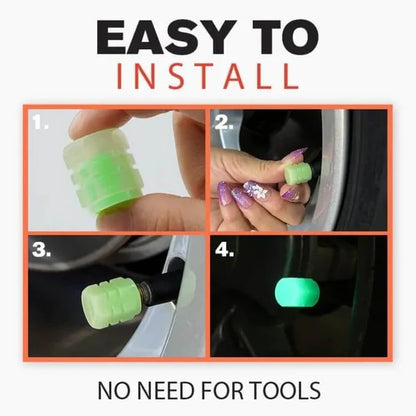 🔥💡Cool Glowing Tire Valve Caps – Instantly Upgrade Your Wheels(One Box (4 pieces))